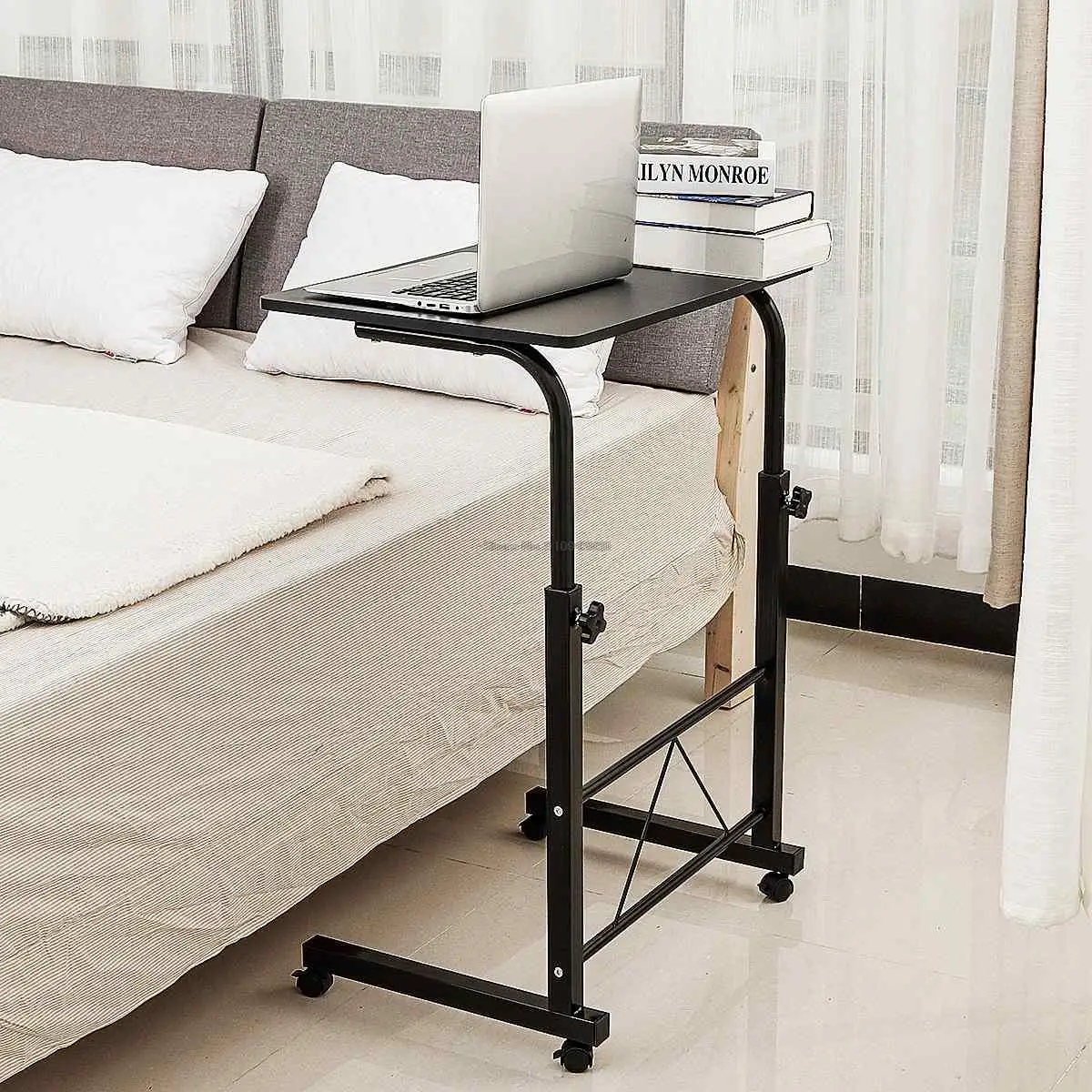 Removable Computer Desk Table Adjustable Portable Laptop Stand Desk Rolling Bedside Sofa Laptop Notebook Table Home Furniture