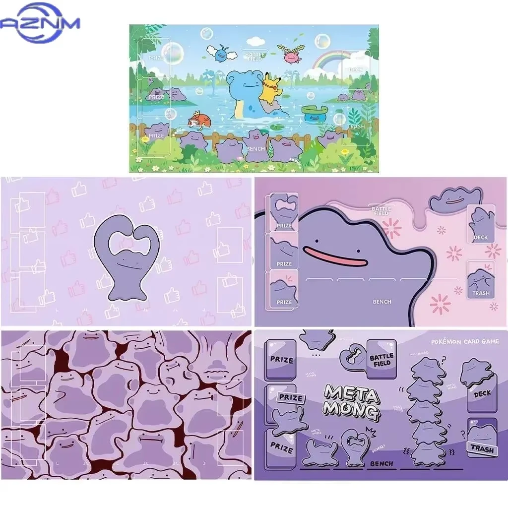 Pokemon Ditto Multi Style TCG Playmat Cute Purple Cartoon Design Non Slip Rubber Mat For PTCG Trading Card Battle Tabletop Game
