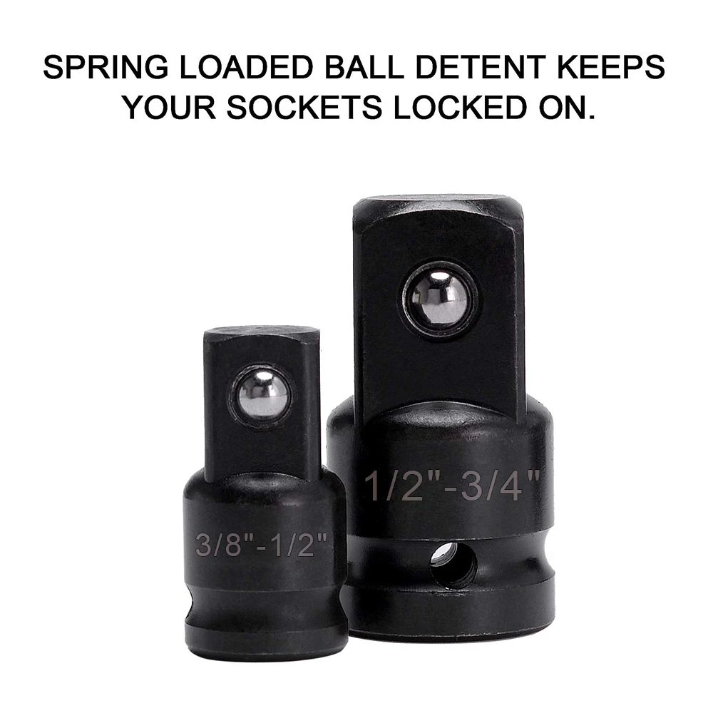 Rimoody محول مأخذ التوصيل محول المخفض مجموعة 1/4 3/8 1/2 3/4 بوصة مقبس التصادم محول وجع تحويل عدة أداة إصلاح السيارات