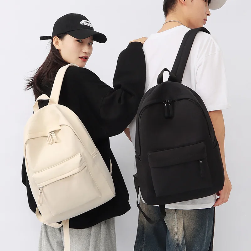 New Classic Solid Color Backpack Large Capacity Casual School Shoulder Bag Lightweight Travel Backpack for Students