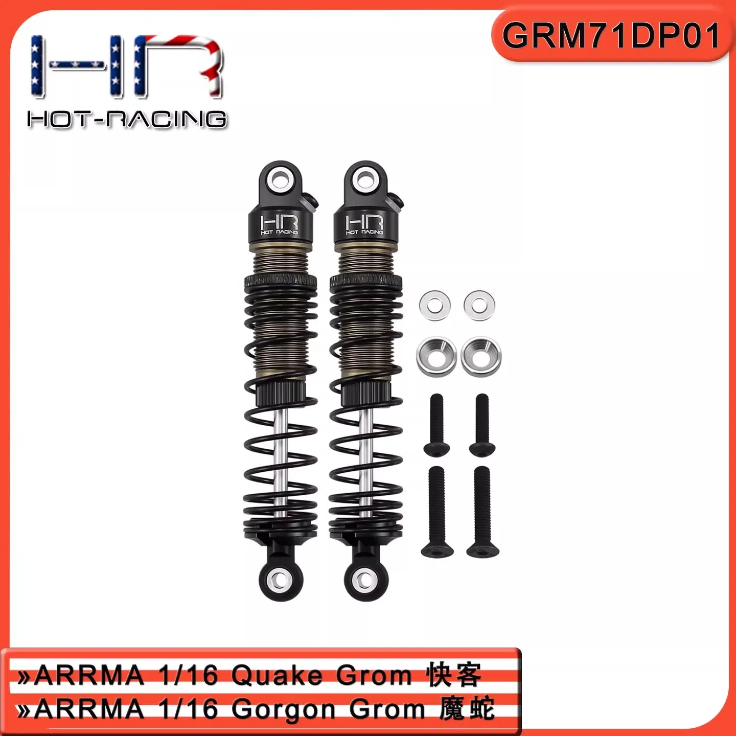 

HR ARRMA 1/16GorgonGrom1/16QuakeGrom aluminum front and rear universal shock absorbers 71mm pair