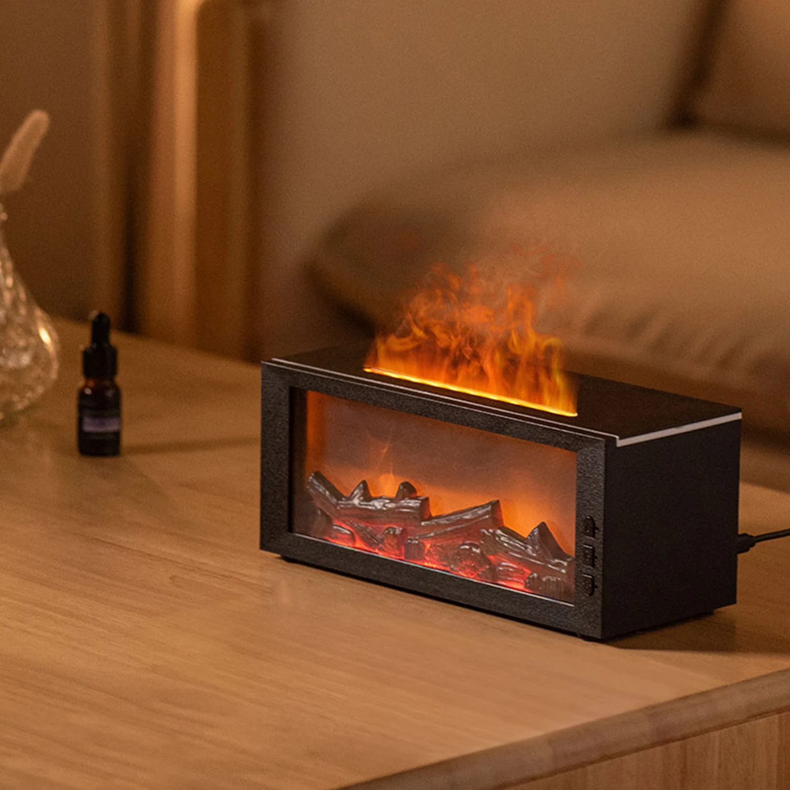 Humidificador difusor de aire con llama para chimenea, difusor de aceites esenciales de 7 colores con temporizador, difusor de Aroma para el hogar, dormitorio, oficina, Yoga