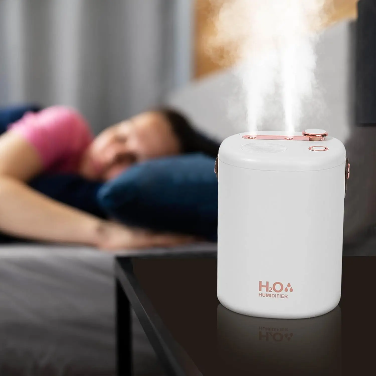 Мини-увлажнитель, новый домашний увлажнитель, увлажнитель с 2 распылями большой емкости, емкость резервуара для воды, 2000 мл, увлажнители для спальни