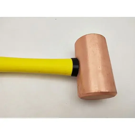 Solid cylindrical hammer, pure copper round drum hammer, round head octagonal hammer, red copper rubber/wood handle mold