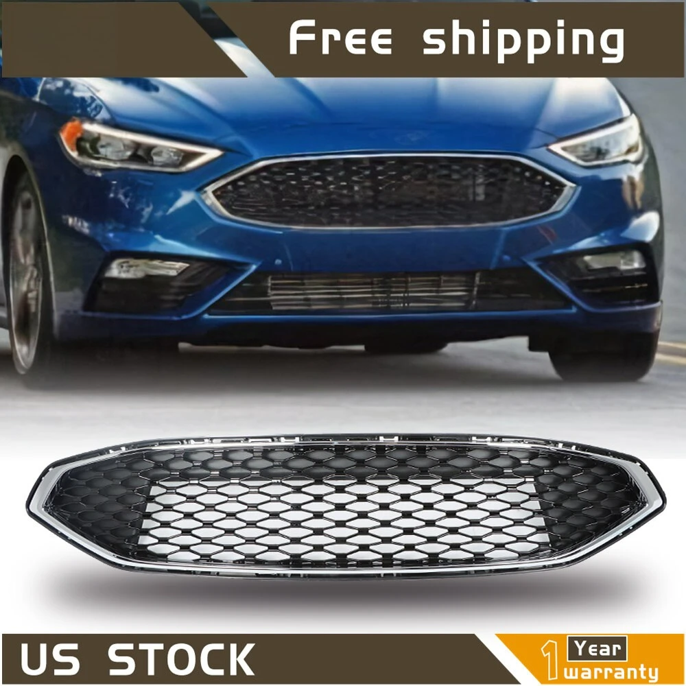 

Front Bumper Upper Grille w/Chrome Grill For Ford Fusion 2017 2018 HS7Z 8200 AA