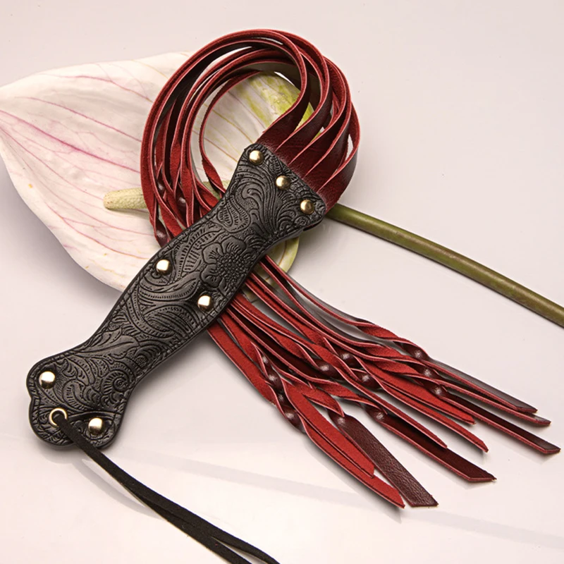 60CM Genuine Leather Horse Whip Rivet Handle Crop Flogger Racing Spanking Whip for Horse Equestrian