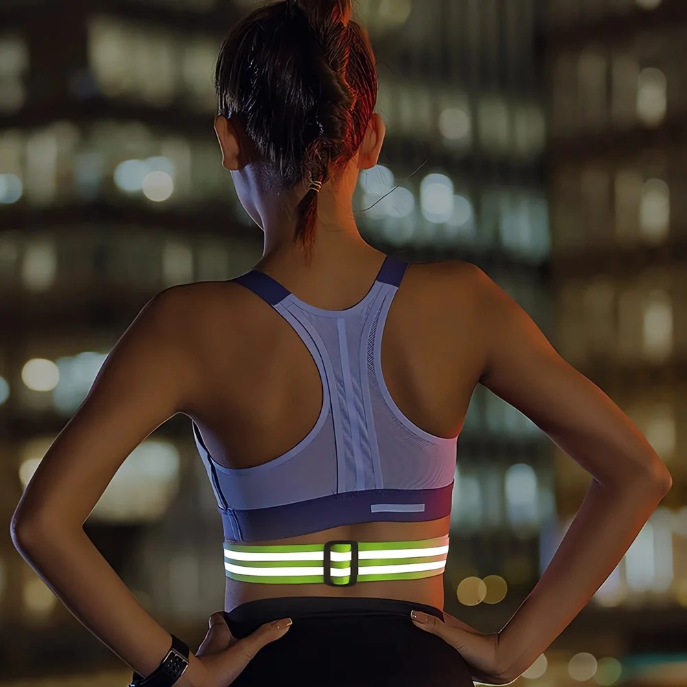 Unisex Adjustable Reflective Waistband High Visible Night Safety Gear Elastic Waist Arm Belts For Kids Adults Running Sports