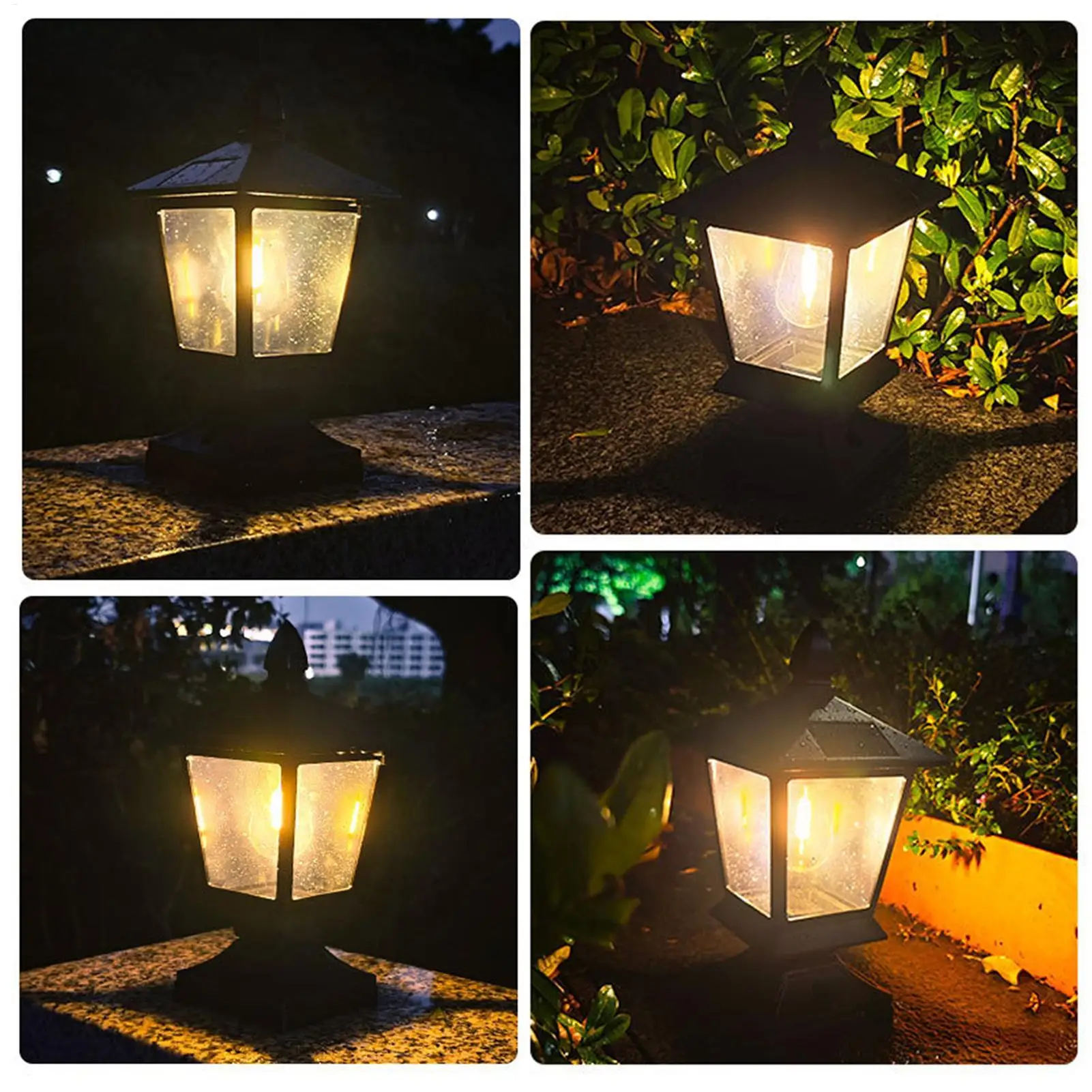 Waterproof Solar Garden Lights For Villas Courtyard Pillar Head Light Rural Outdoor Post Light LED Bulb Lamp Lighting