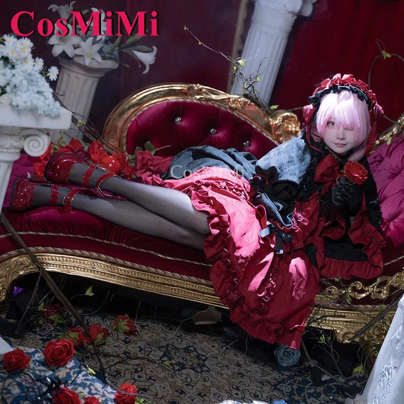 CosMiMi Anime Re:Zero Ram Cosplay Costumes Sweet Elegant Gothic Style Formal Dress Full Set Carnival Party Role Play Clothing