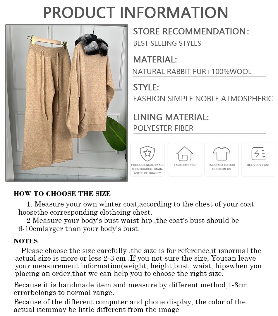 진짜 토끼 모피 칼라가 있는 여성용 캐시미어 스웨터 여성용 진짜 양모 모피 자켓 베스트 셀러 럭셔리