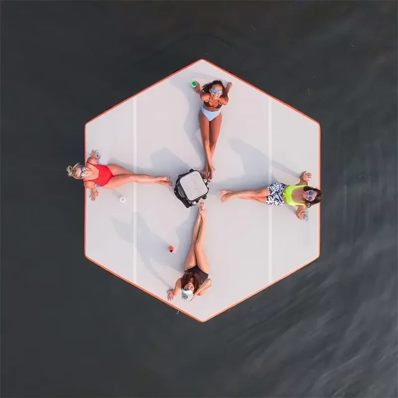 12 Ft Dual Layer Inflatable Water Mats Drop Stitch Material Floating Yacht Pool Raft and Swim Platform