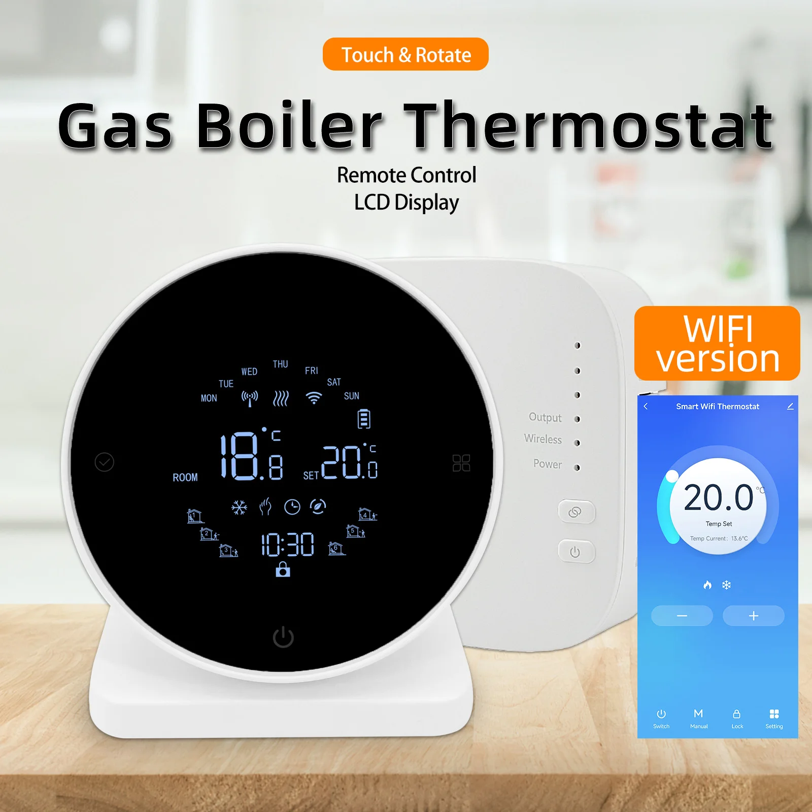 Tuya Smart WiFi Wireless Thermostat AA Battery Thermostat for Gas Boiler AA Battery Thermostat Support Alexa Google Home