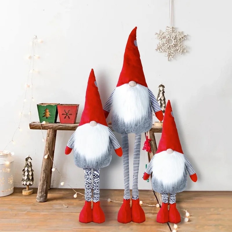 

Christmas Decorations Telescopic Standing Faceless Old Man Figurine Home Mall Window Christmas Tree Decoration Doll