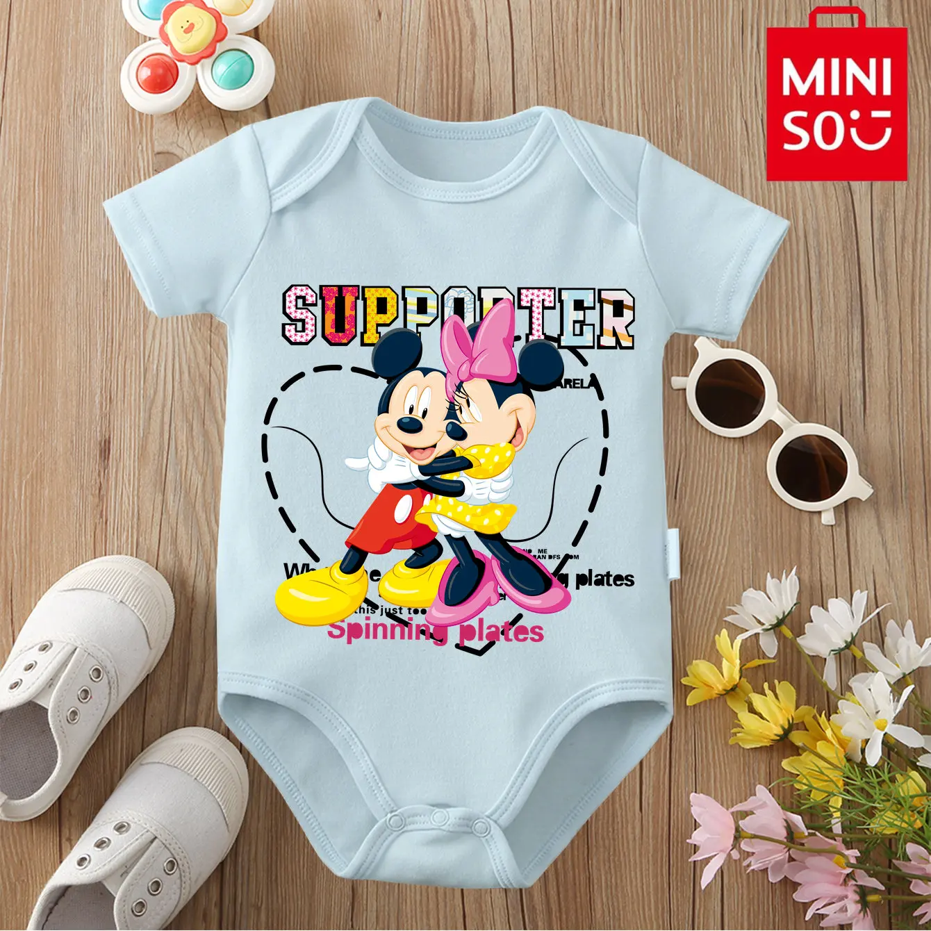 

MINISO 100% Cotton Mickey Mouse Bodysuit Soft Baby Cloths Gift for Baby Onesie Jumpsuit for 0 To 12 Months Cute Minnie Newborn
