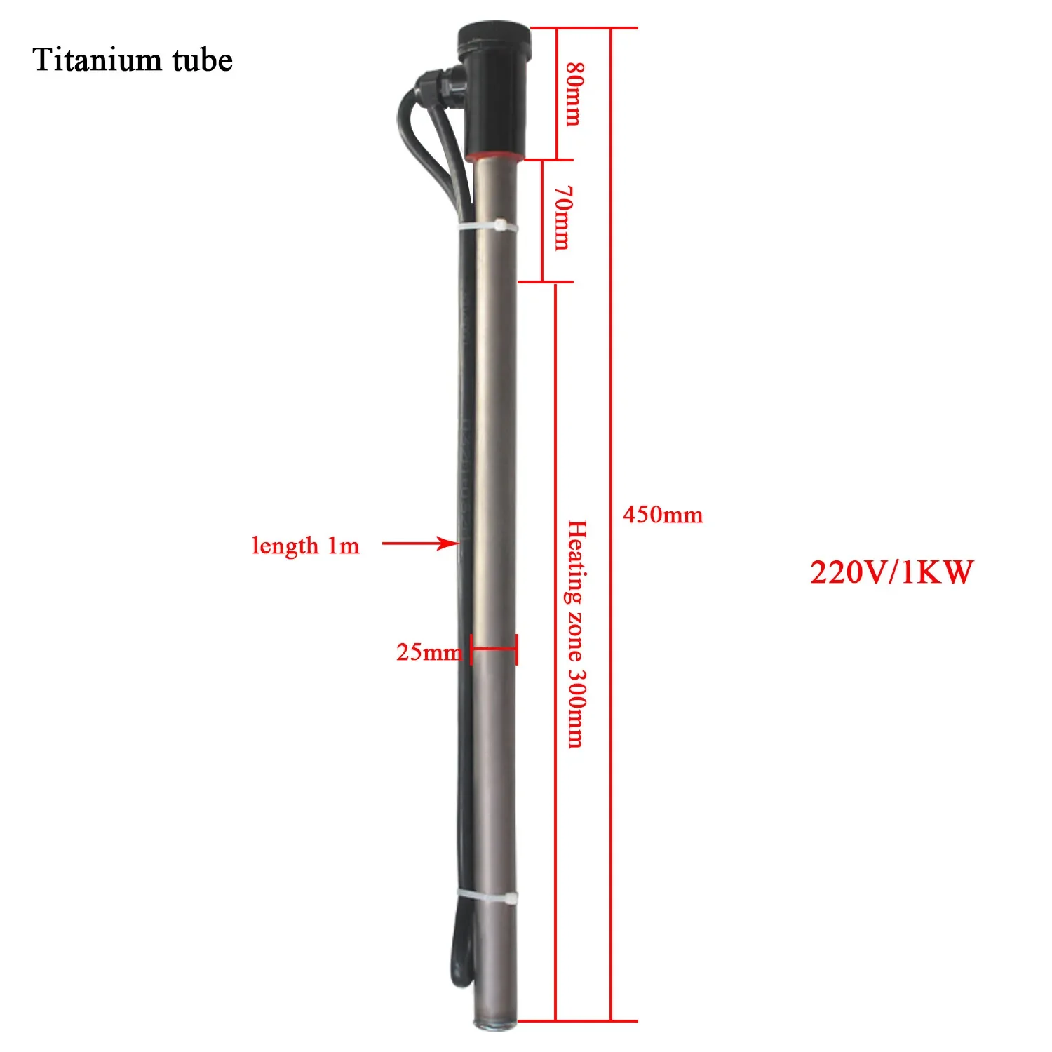 element 220v / 380v 1kw 2kw Electric heating rod titanium tube water heater liquid