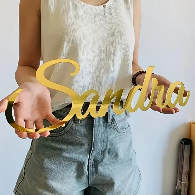 Customized Name Sign Acrylic Gold Wall Sign Personalized  Wedding Party Birthday Baby Shower Nursery Decor Sign