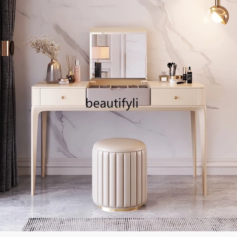 

Dressing Table Bedroom Light Luxury Modern Simple Cream Style Flip Computer Desk Integrated Makeup Table