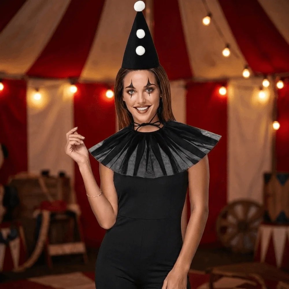 2Pcs Light Weight Clown Headband Bow Tie Cape Set Adjustable Headpiece Cloak Role Play Costume Set Role-playing Props
