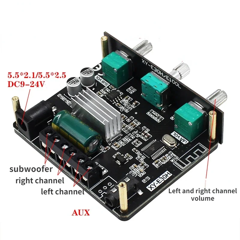 SOTAMIA Bluetooth 5.1 디지털 전력 증폭기 보드 2.1 채널 AUX 미니 앰프 2x15W + 30W 서브우퍼 증폭기 홈 오디오 모듈