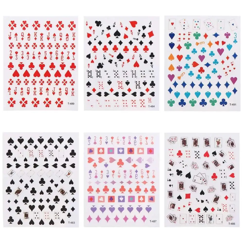 

Red Hearts Playing Card Nail Slider Manicure Nail Art Decorations Nail Adhesive Stickers 3D Nail Decals Poker Nail Art Stickers