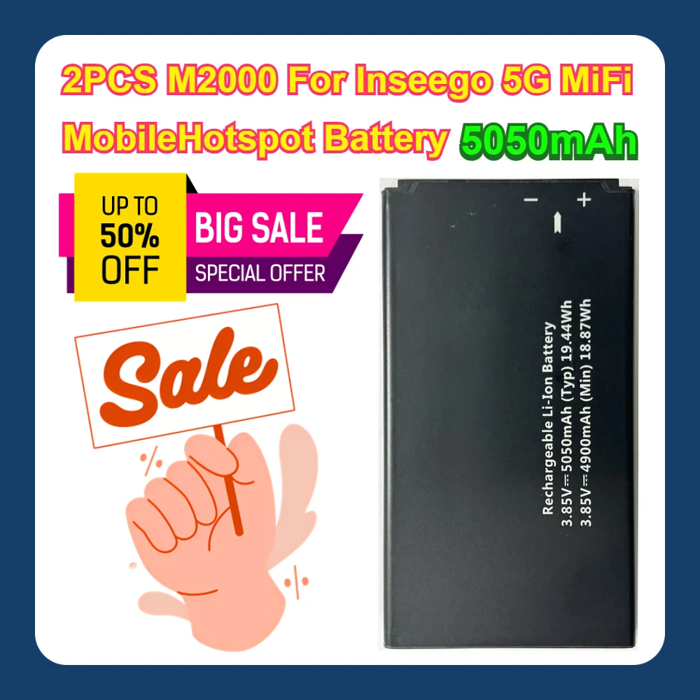 

2PCS M2000 5050mAh For Inseego 5G MiFi Mobile Hotspot Battery
