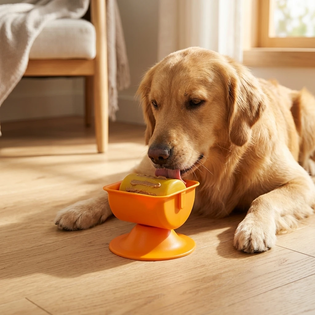 Innovative Slow Feeder Bowl Anti-bloat Design For Dogs Cats Swivel Licking Plate Non-slip Base Abs Pp Material Durable