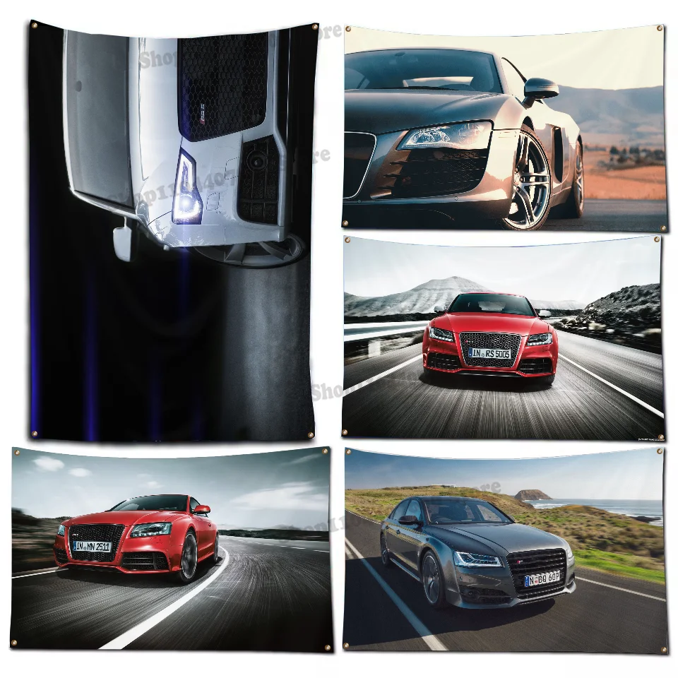 Sport car A-Audis R-S Flag Funny Flags Room Decor Home & Garden Wall Flag Workshop Flags for Rooms Outdoor Decorations