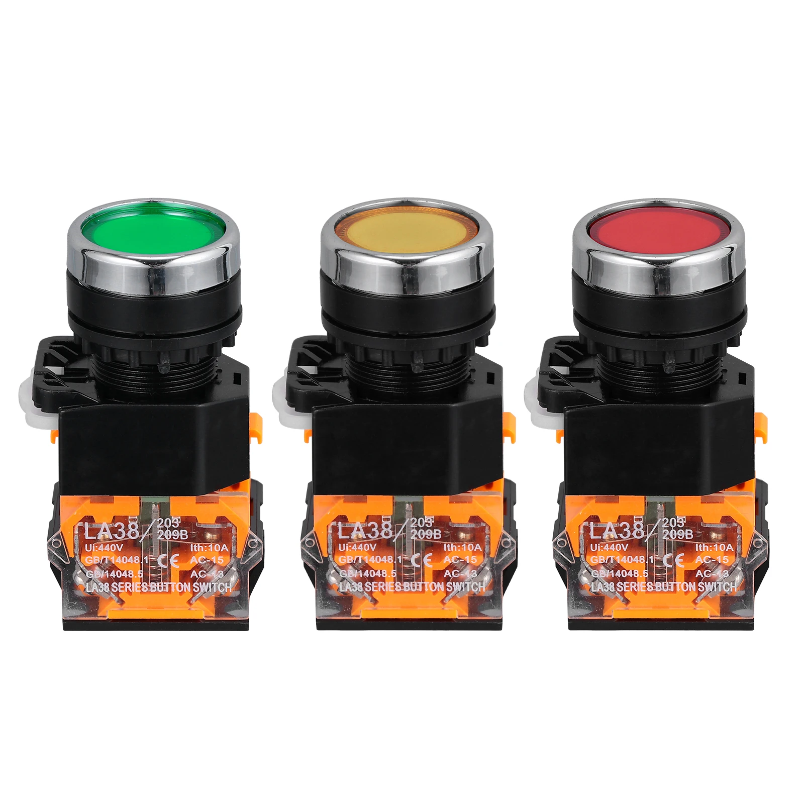 

3 Pcs Momentary Push Button Switch Self Reset Panel Cutout Compact Easy Install Replace Impact Oxidation Resistance