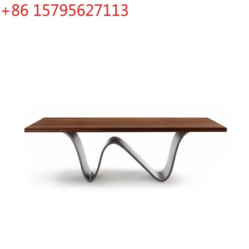 

Italian minimalist dining table solid wood creative personality wavy art desk