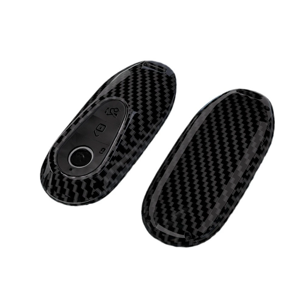 

For Mercedes Maybach S450 S480 S580 & C260L Key Case, Carbon Fiber Pattern Key Cover with Metal Keychain