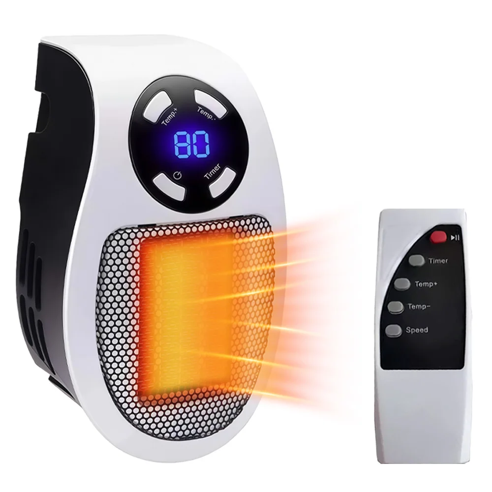 Mini Space Heater Rapid Warm Air Blower Wall Mountable Intelligent Constant Temperature ECO Mode Remote Control Safe Bedroom Use