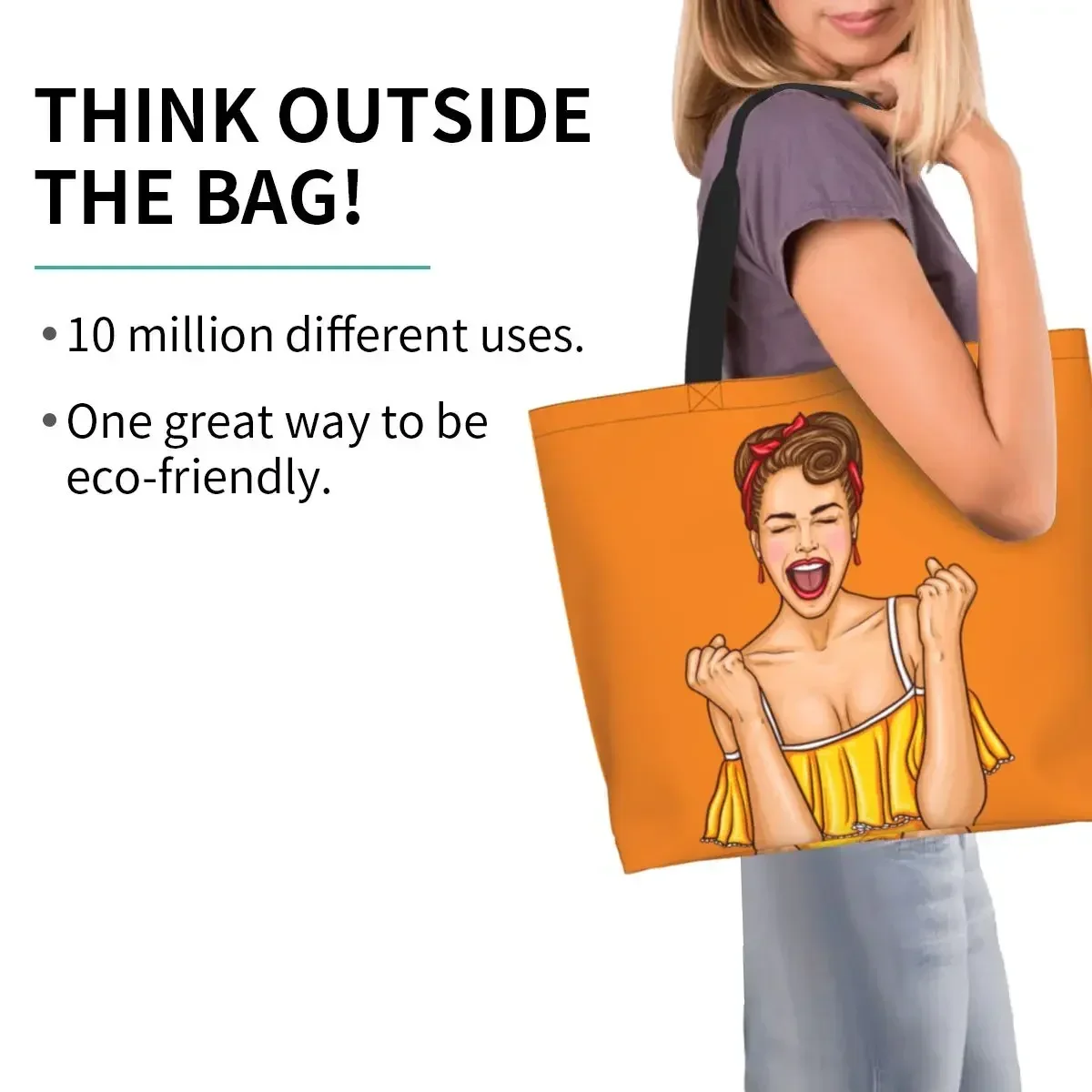 

Сексуальная возбужденная женская сумка-тоут для покупок, переработка мультфильма, элегантная девушка, леди, продуктовая холщовая сумка-шоппер на плечо