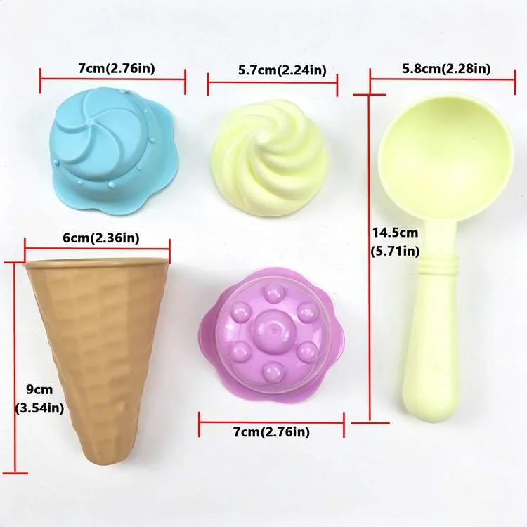 Kids Ice Cream Cone Sand Mold Toy Set, Dual Use Summer Beach Sand & Winter Snow Digging Tools Kit Outdoor Play Accessories Gift - view 6