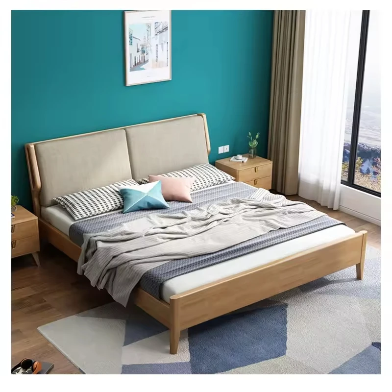 Nordic Modern Chinese Design Style Single Storage Queen Size Bed Frame with Revolving Feature Soft Reclining for Master Bedroom