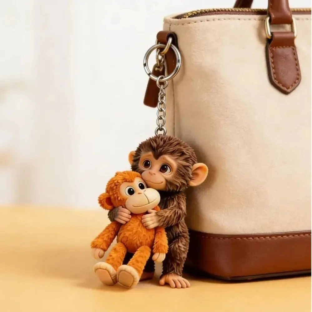 Figure 3D Monkey Keychain Resin Cute Monkey Keyring Hanging Monkey Pendant Gifts