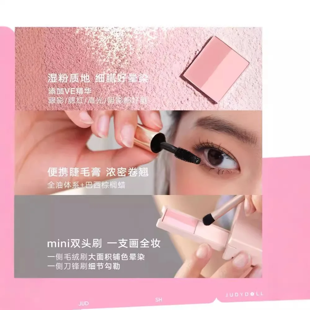 Judydoll Puder do Twarzy Paleta Iluminator Bronzer Konturowanie Długotrwały Rozświetlacz Paleta Mascara Zestaw do Makijażu Róż z Pędzelkiem