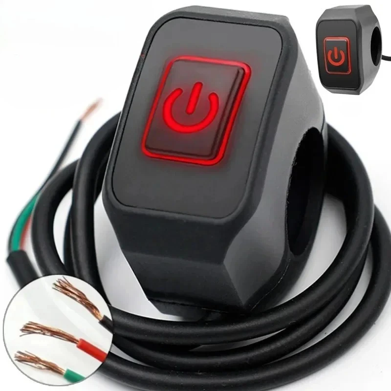 

22mm Motorcycle Switch Button Handlebar Mount Waterproof Modified Switch Headlight Horn Control ON/OFF with LED Display Lamp
