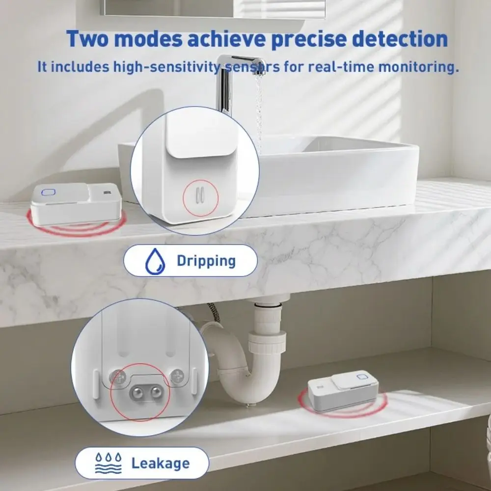 WiFi-Connected WiFi Water Immersion Sensor Compact Build Low-Power Build Home Security Leak Alarm Straightforward Setup