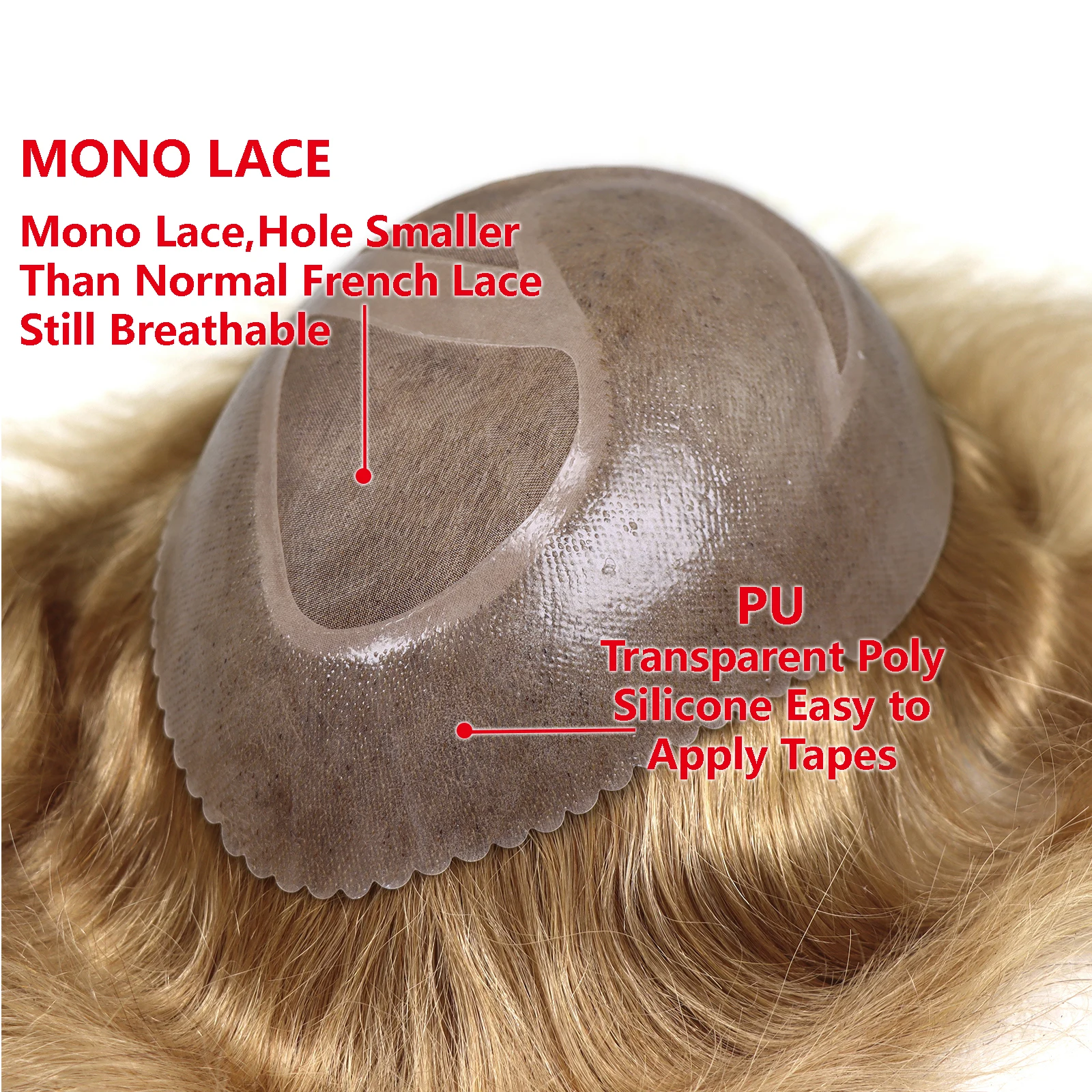 الرجال الشعرية الاصطناعية 8x10 بوصة تنفس أحادية مع قاعدة بولي PU الذكور شقراء الشعر المستعار دائم الرجال نظام استبدال الشعر وحدة شعر مستعار