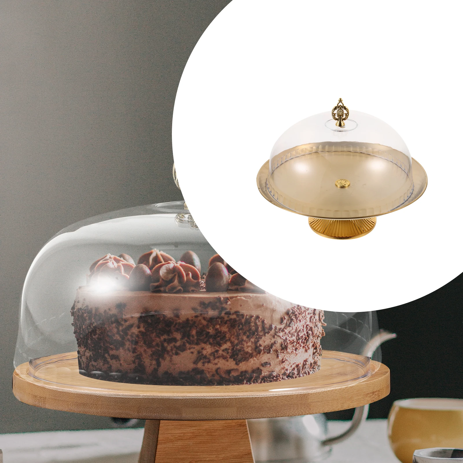

12 Inches Cake Stand Glass Ceramic Dome Dessert Crystal Tray Display Lid Rotating Round Bakery Plate Fruit Serving Platter