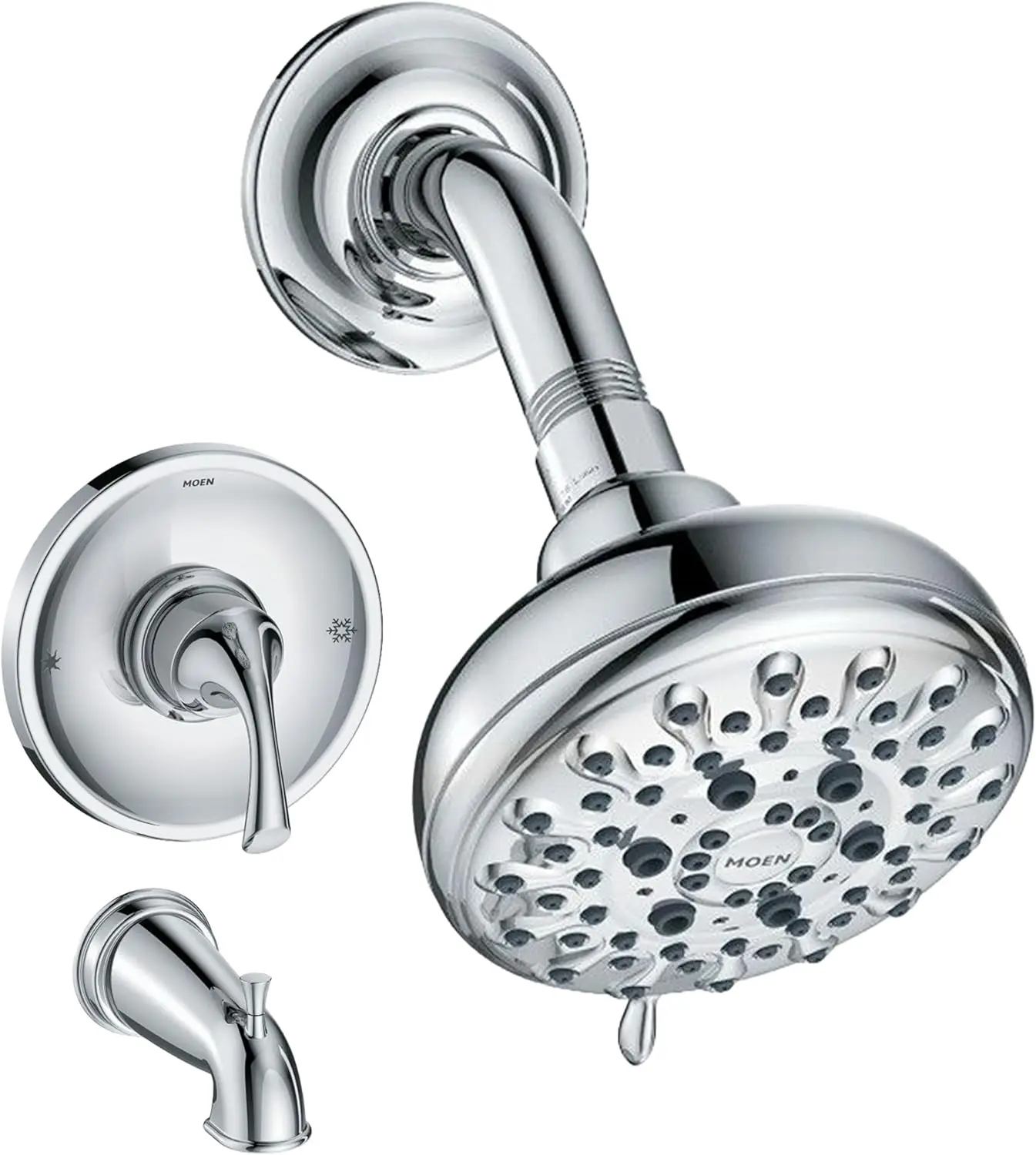 

Chrome Tub and Shower Set with Temperature Control, 5 Spray Settings, ADA Compliant, Lifetime Warranty