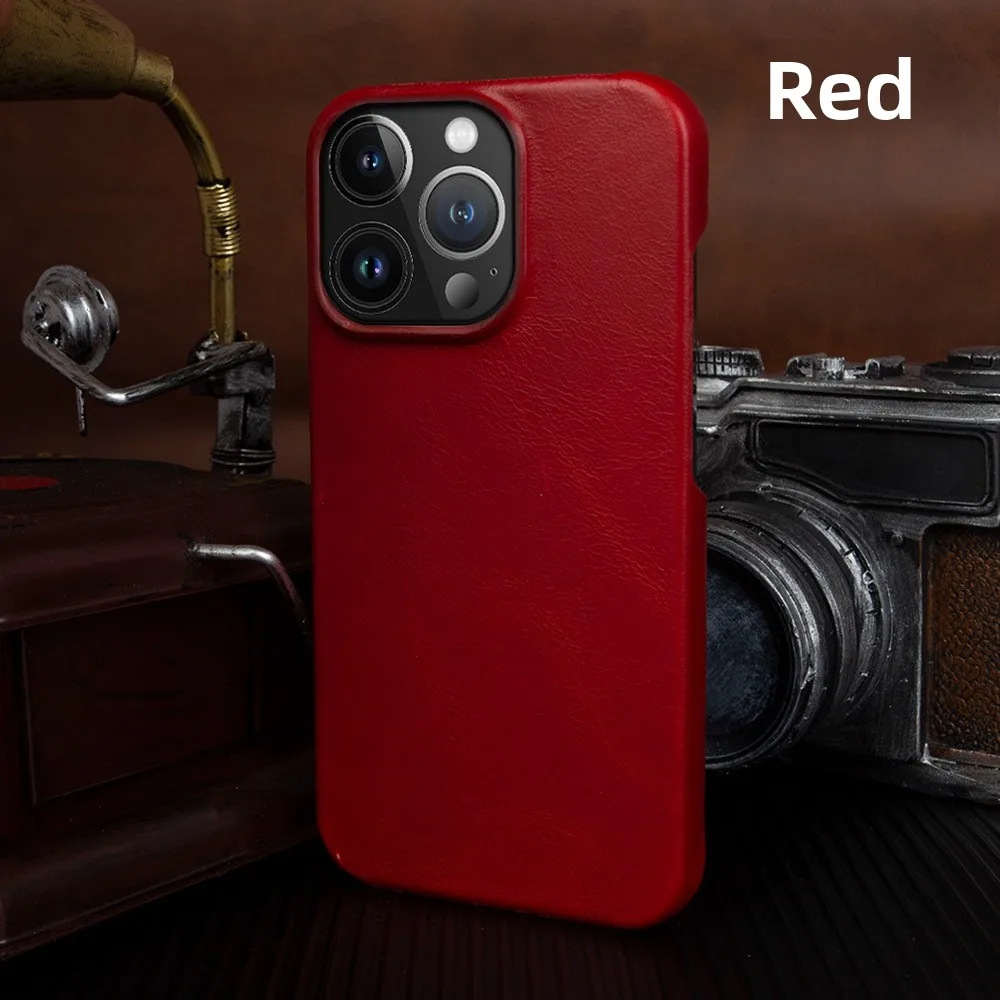 Durable Genuine Leather Case For Iphone16 Pro Max Magsafe Cases For Iphone 15 Aesthetic Retro Wireless Magnetic Capa