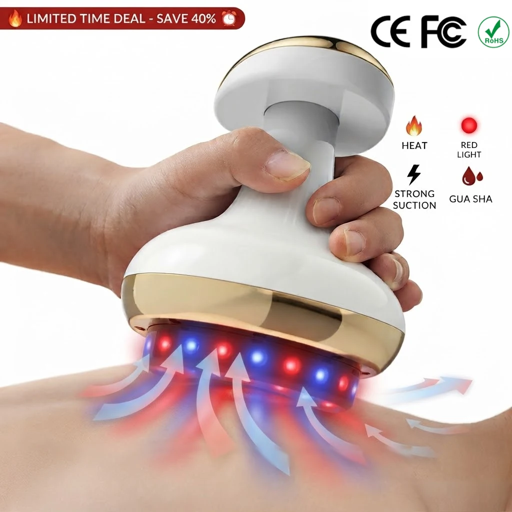 Anti Cellulite Massager Electric Scraping Massager with Suction Cup Rechargeable Home Body Fat Burner Relief Cupping Massager