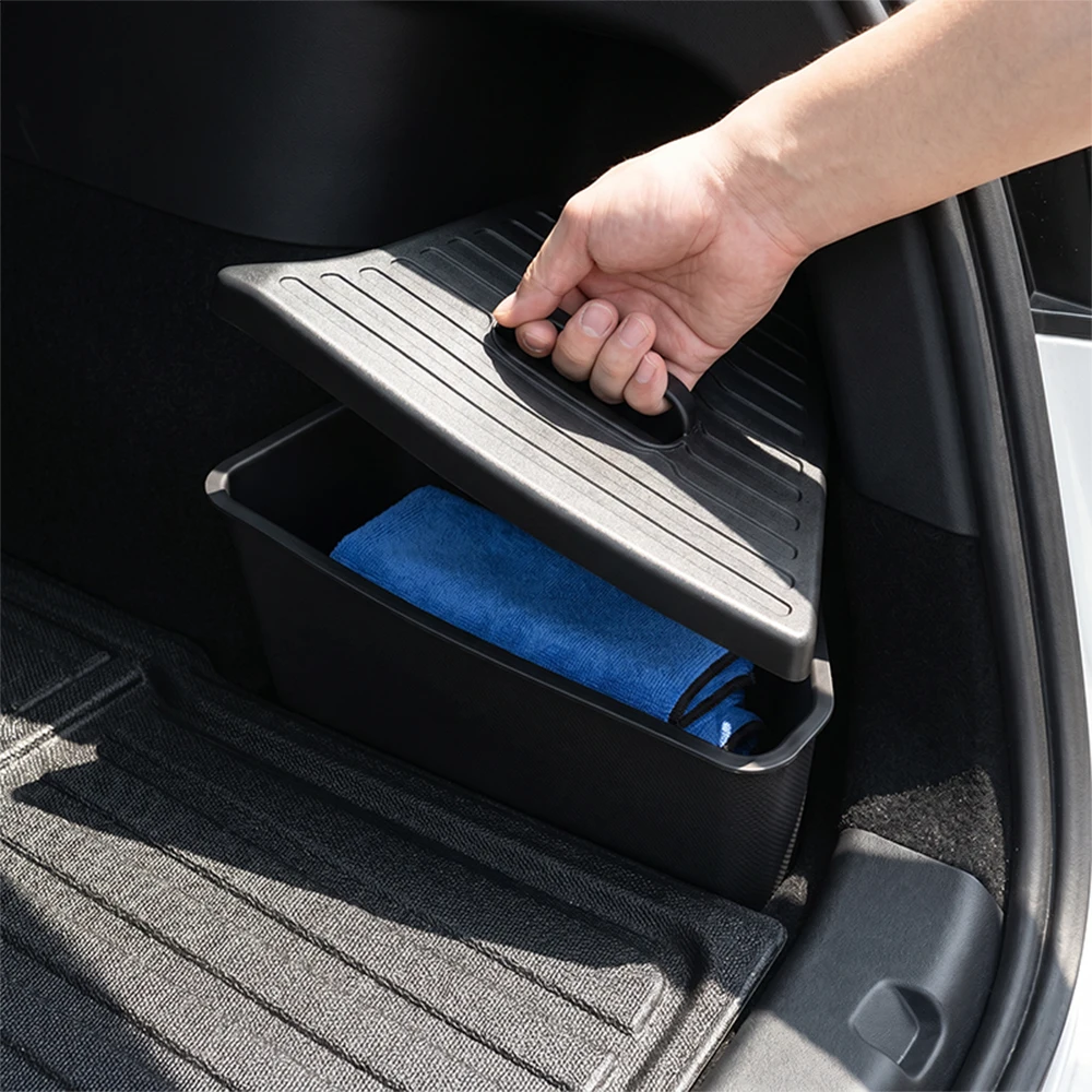 For Tesla Model Y 2021 2022 2023 2024 Trunk Storage Bins Rear Trunk Organizer TPE Waterproof Trunk Storage Bins Side Box with