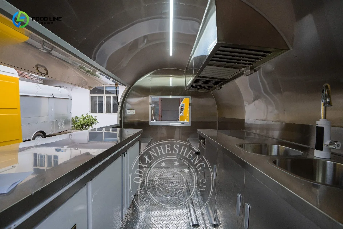 Roundness Ice Cream Push Cart Gooseneck Trailer Ice Cream Food Truck with Full Kitchen