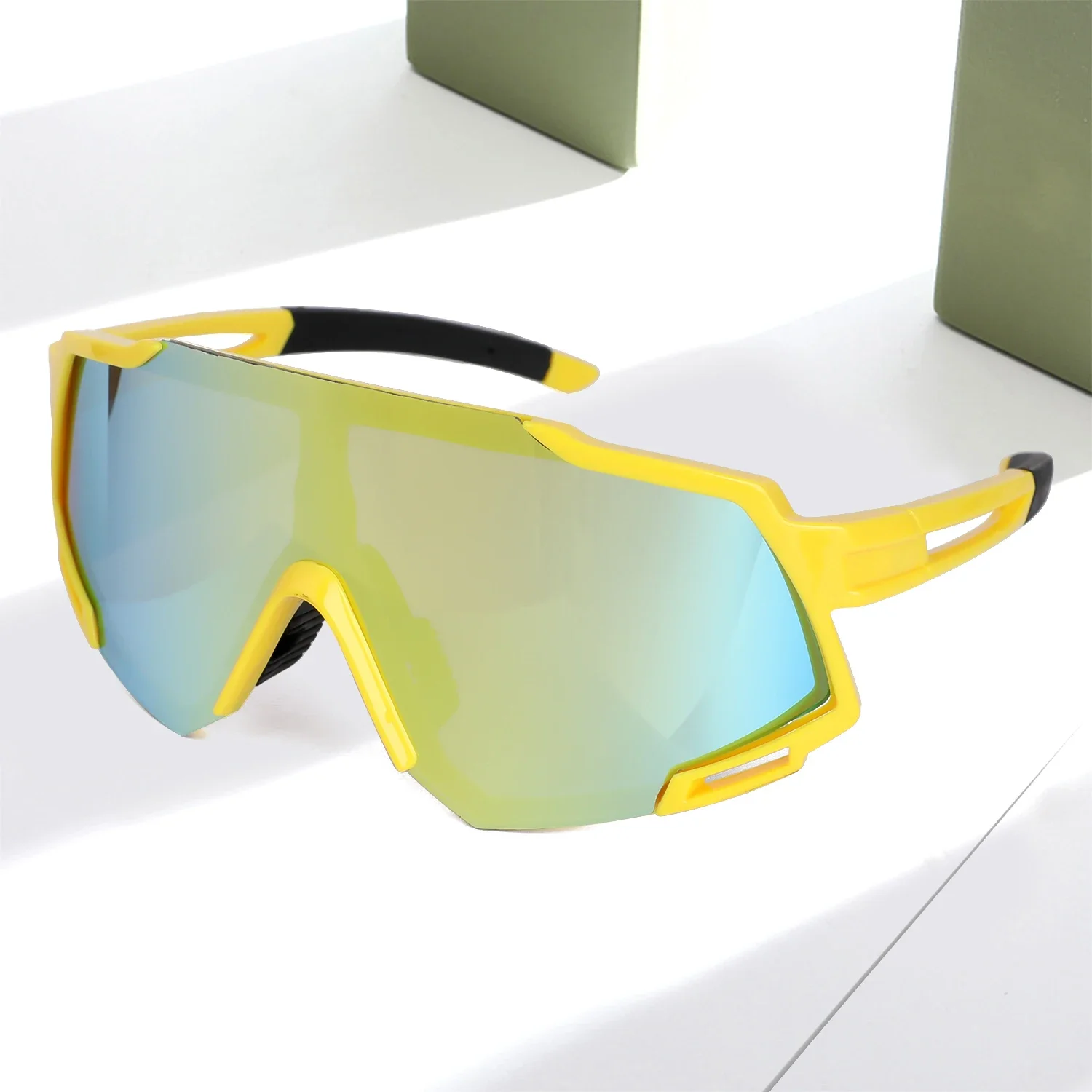 Lunettes de soleil de vélo de route sans monture pour hommes et femmes, lunettes de soleil de sport, bouclier sans cadre, vélo d'extérieur, mode