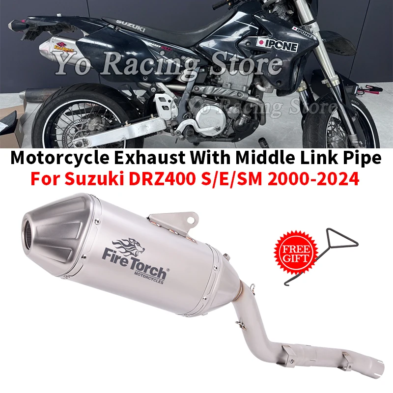 

Slip On For SUZUKI DR-Z400 DRZ400 DRZ-400 DR Z400 SM S E 2000 - 2024 Motorcycle Exhaust System Escape Muffler With Mid Link Pipe