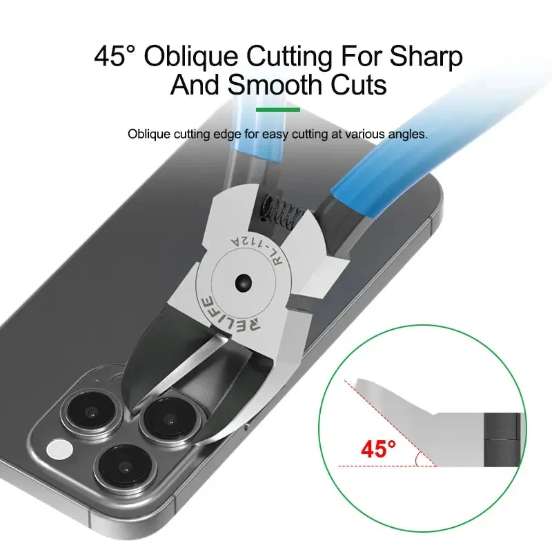 RELIFE RL-112A Diagonal Pliers 45° Multifunctional Special Alloy Steel Camera Frame Disassembly Cutting Pliers Wire CuttingTool