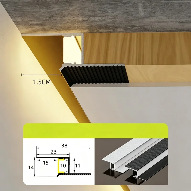 1M Ultra Narrow Shadow Gap Aluminum Profile Z/T Type Suspended Ceiling Trim LED Linear Strip Light for Living Room Bedroom Decor
