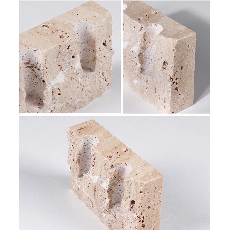 Natural Marble Stone Candle Holder Vintage Travertine Candlesticks for Candles Home Decorations
